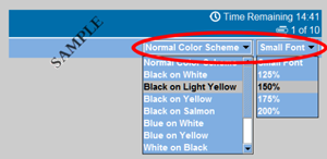 color scheme and font menu